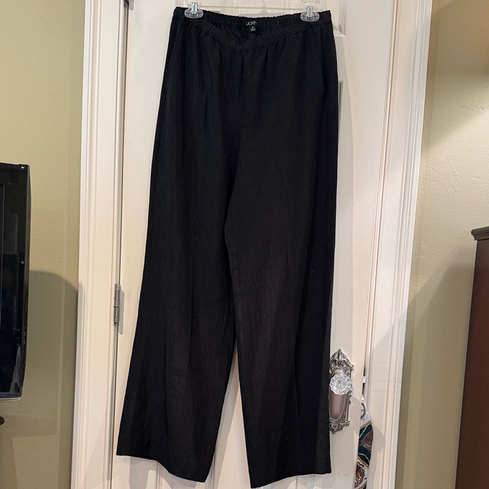 J. Crew Black Elastic Waist Wide-Leg Pants